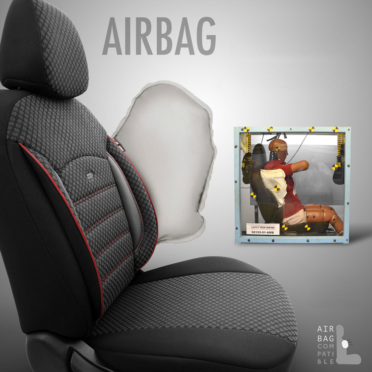 Καλύμματα καθισμάτων αυτοκινήτου sport μάυρο-κόκκινο αερόσακος