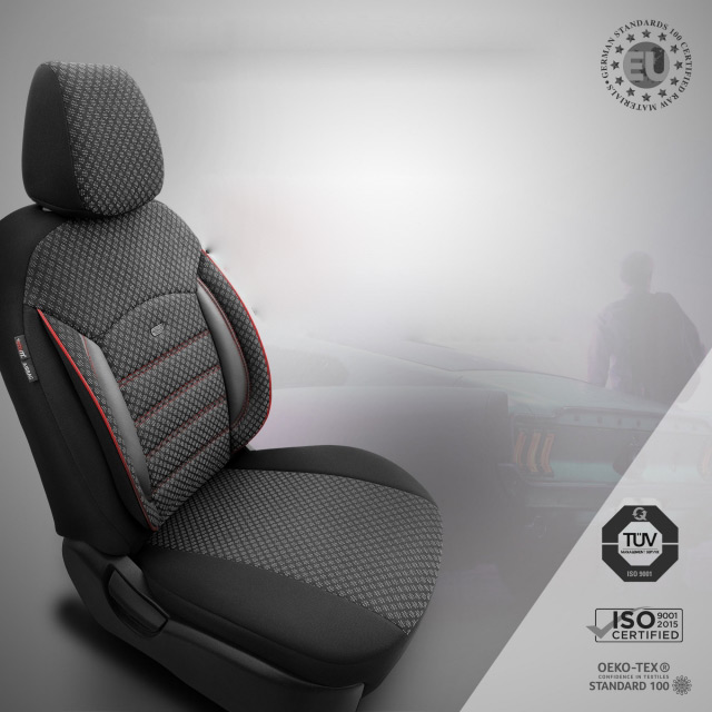 Καλύμματα καθισμάτων αυτοκινήτου sport μάυρο-κόκκινο ευρωπαϊκά